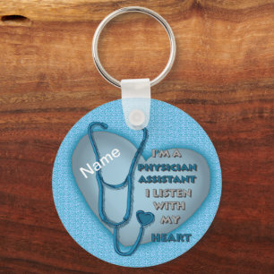 Blue Heart Physician Assistant Key Ring