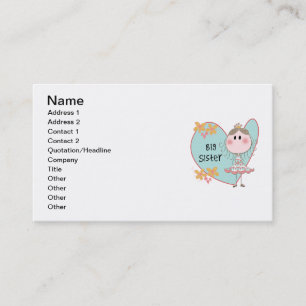 Blue Heart Princess Big Sister Business Card