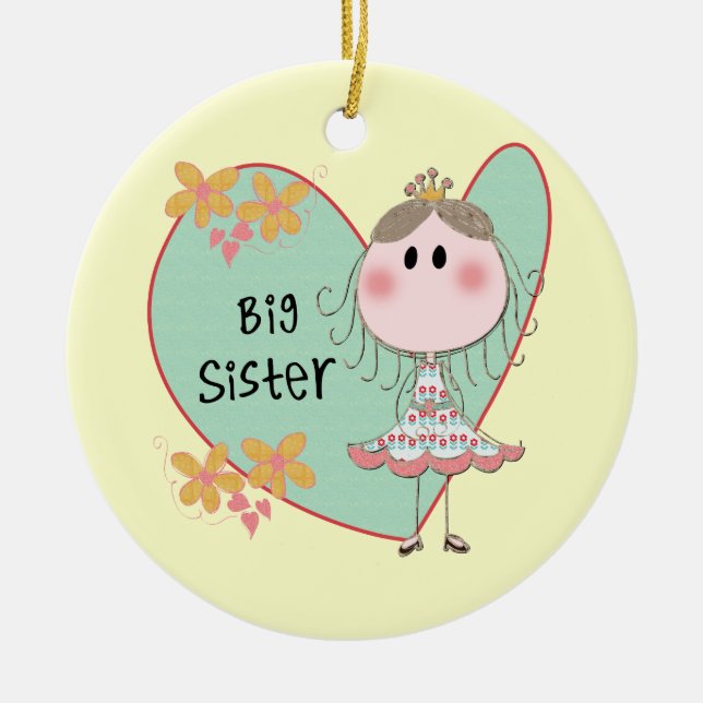 Blue Heart Princess Big Sister Ceramic Tree Decoration (Front)