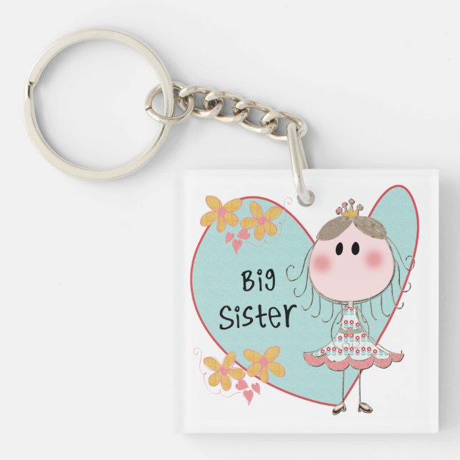 Blue Heart Princess Big Sister Key Ring (Front)