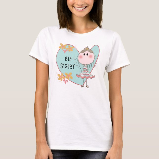 Blue Heart Princess Big Sister T-Shirt (Front)
