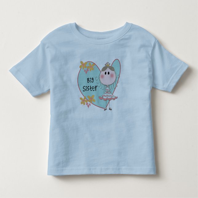Blue Heart Princess Big Sister Toddler T-Shirt (Front)
