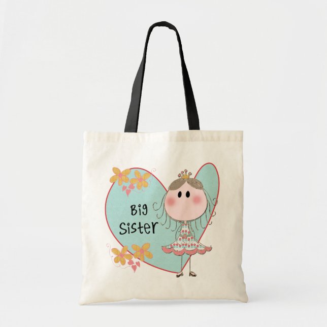 Blue Heart Princess Big Sister Tote Bag (Front)