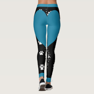 Blue Heart Puppy Paws Leggings