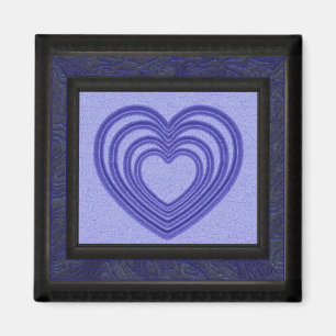 Blue Heart Ripple Framed Magnet