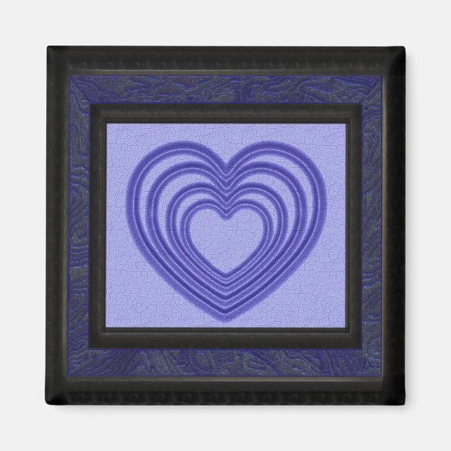 Blue Heart Ripple Framed Magnet (Front)
