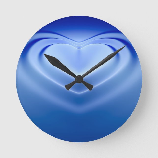 Blue Heart Round Clock (Front)