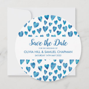 Blue Heart Save the Date Card