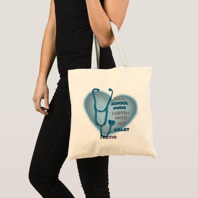Blue Heart School Nurse Tote Bag (Front (Product))