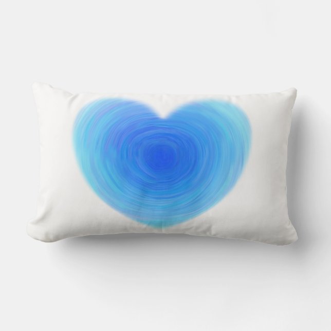 Blue Heart Simple Modern Girls Room Decor Elegant Lumbar Cushion (Front)