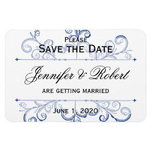 Blue Heart Snowflake Wedding Save the Date Magnet