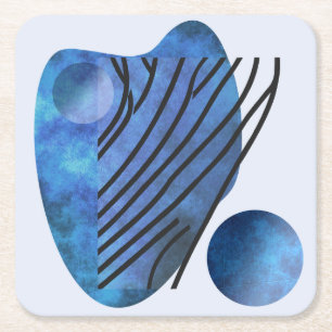 Blue Heart Square Paper Coaster