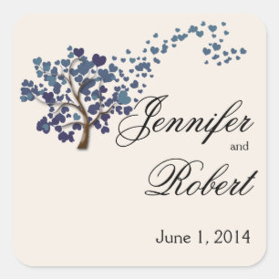 Blue Heart Tree on Ivory Envelope Seal