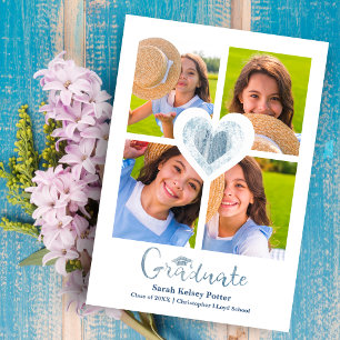 Blue Heart Trendy All School Graduation 4 Photos