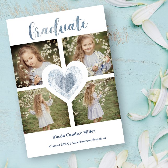 Blue Heart Trendy Girl Pre K Graduation 4 Photos (Creator Uploaded)