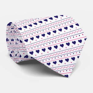Blue heart valentine love pattern white background tie
