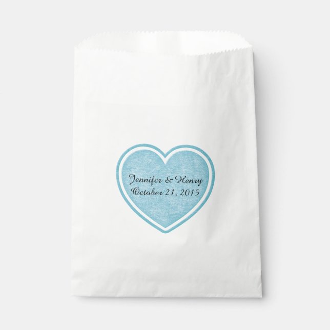 Blue Heart Wedding Favour Bag (Front)