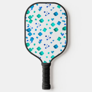 Blue Hearts and Cubes Pickleball Paddle