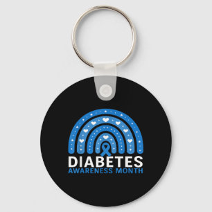 Blue Hearts And Rainbow November Diabetes Key Ring