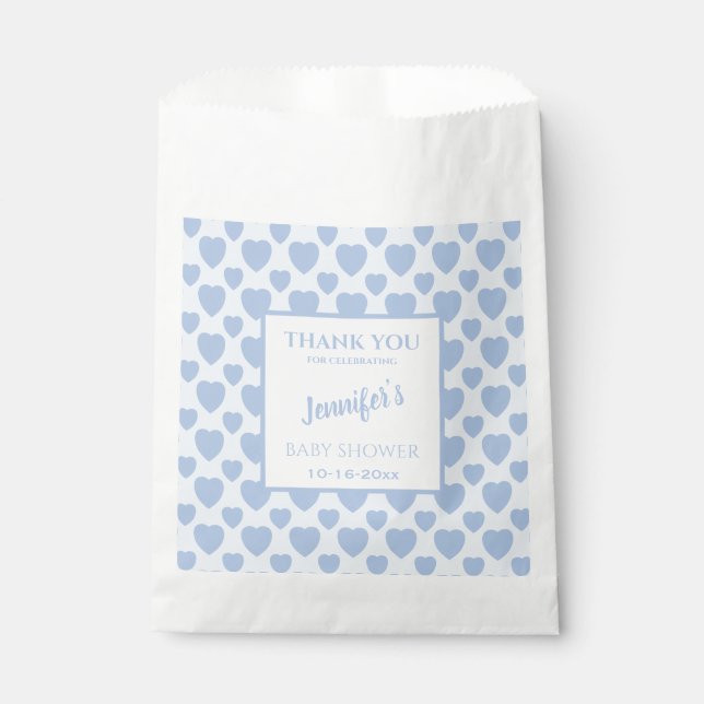 Blue Hearts Baby Shower  Favour Bag (Front)