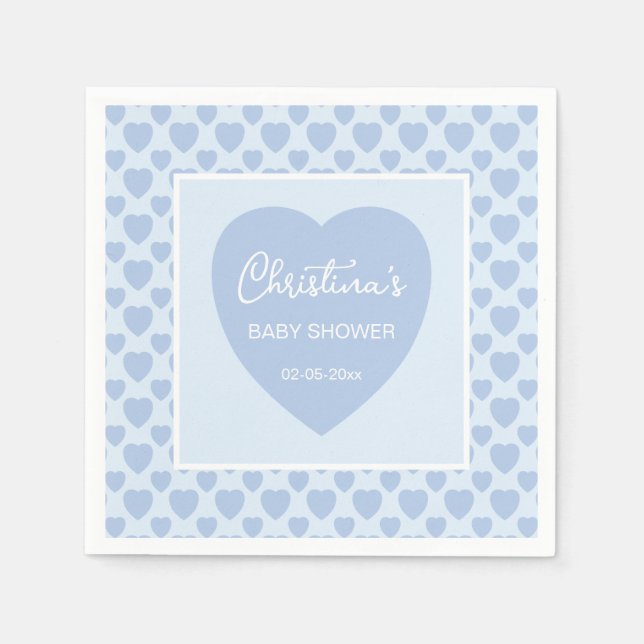 Blue Hearts Baby Shower  Napkin (Front)