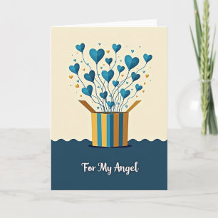 Blue Hearts Birthday Angel Card