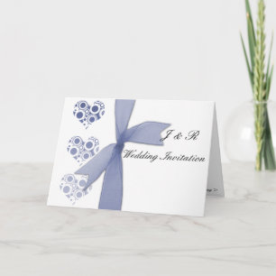 blue hearts & bows invitation