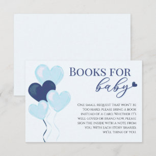 Blue Hearts Boy Baby Shower Books For Baby Enclosure Card