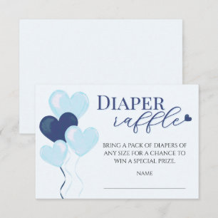 Blue Hearts Boy Baby Shower Diaper Raffle Enclosure Card