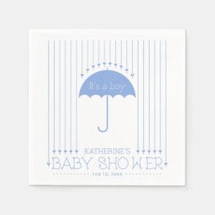 Blue Hearts Boy Baby Shower Party Paper Napkin