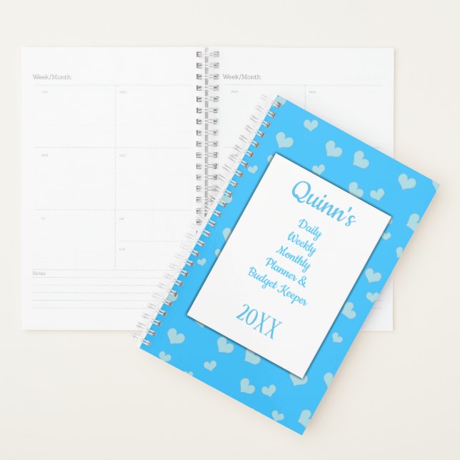 Blue Hearts Daily Budget Planner (Display)