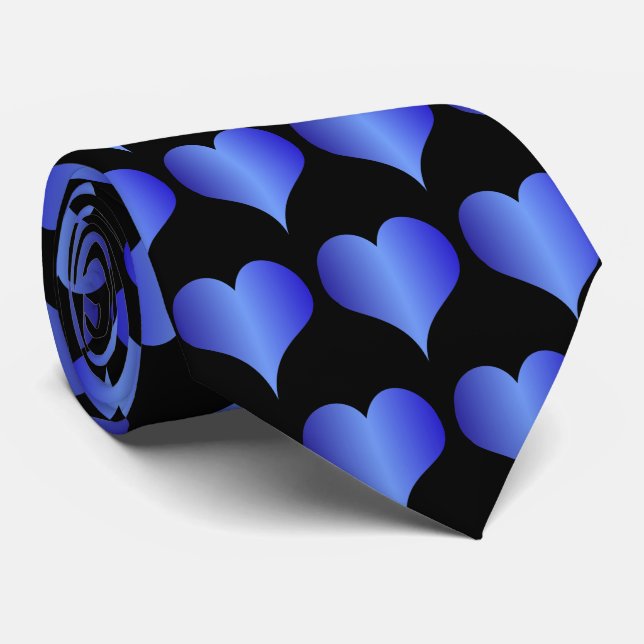 Blue Hearts Design Tie (Rolled)