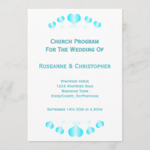 Blue Hearts Design Wedding Program