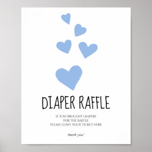 Blue Hearts Diaper Raffle Shower  Poster