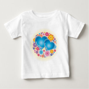 Blue Hearts Floral Baby T-Shirt