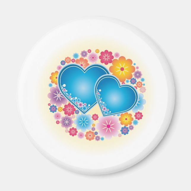 Blue Hearts Floral Magnet (Front)