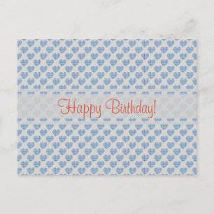 Blue hearts Happy Birthday! Postcard