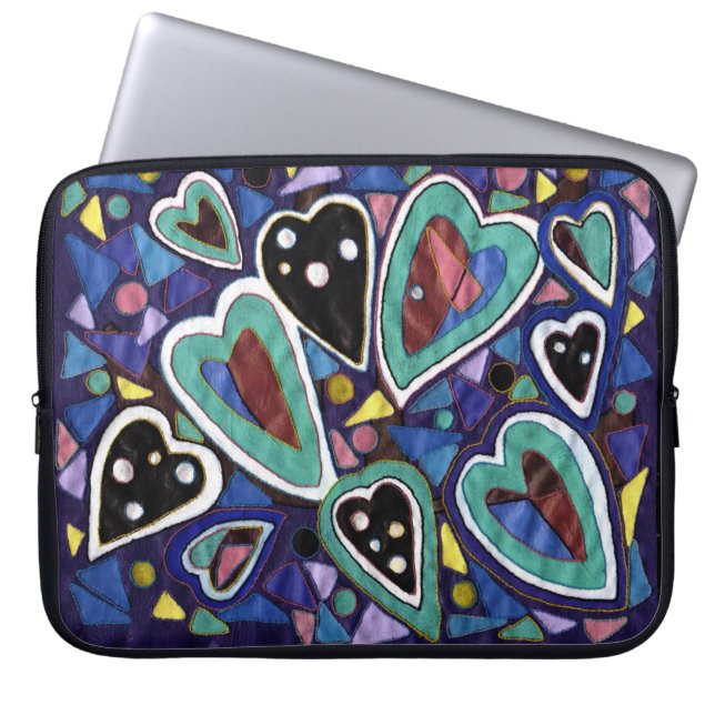 Blue hearts laptop sleeve (Front)