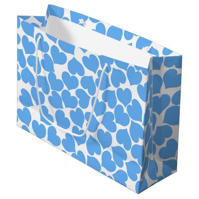 Blue Hearts Large Gift Bag (Front Angled)