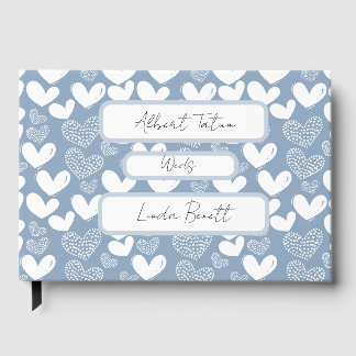 Blue hearts love guest book