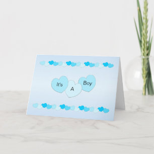Blue Hearts New Born Baby Boy Card