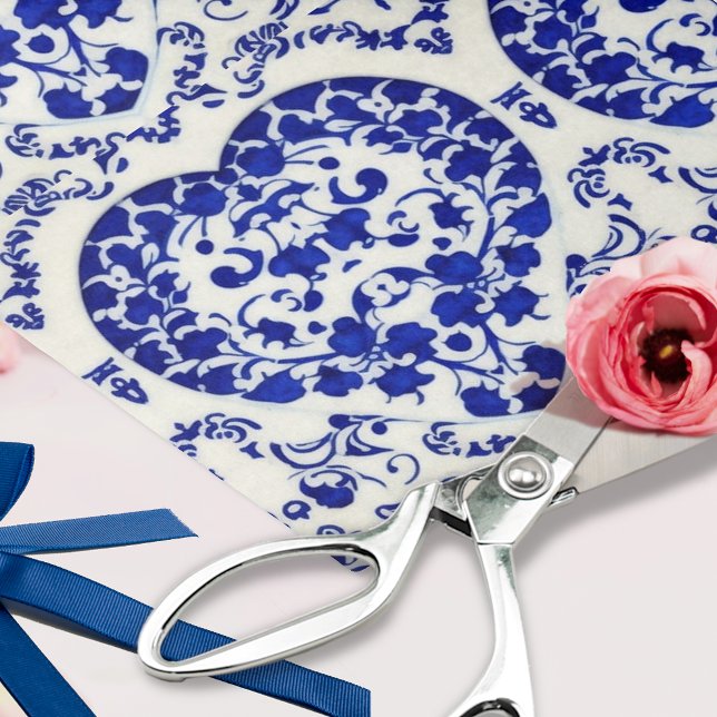 Blue Hearts on Ceramic - 6 tile - Decoupage Crafts Tissue Paper (Creator Uploaded)