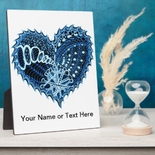 Blue Hearts on Fire Doodle Plaque