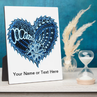 Blue Hearts on Fire Doodle Plaque