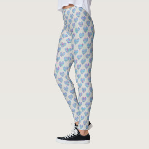 Blue hearts on pebble grey leggings