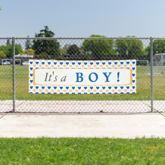 Blue Hearts Pattern It's a Boy Banner (Insitu)