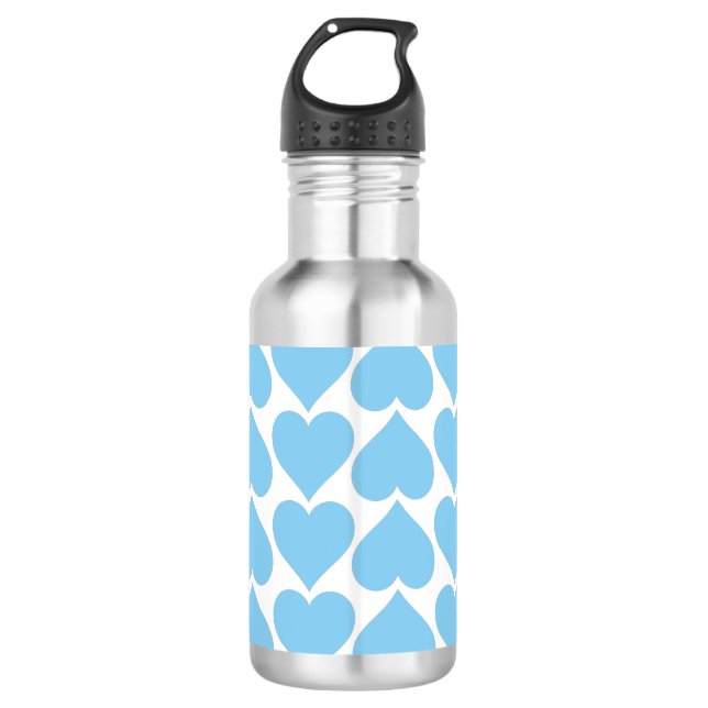 Blue Hearts Pattern, Romantic, Love 532 Ml Water Bottle (Front)