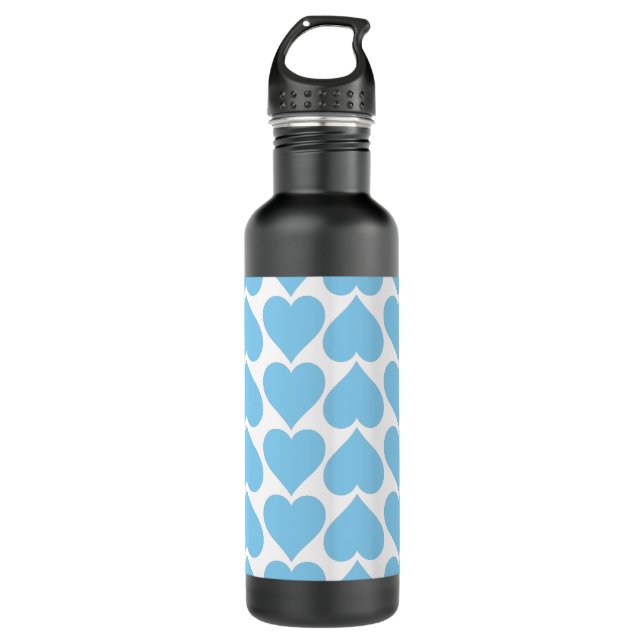 Blue Hearts Pattern, Romantic, Love 710 Ml Water Bottle (Front)