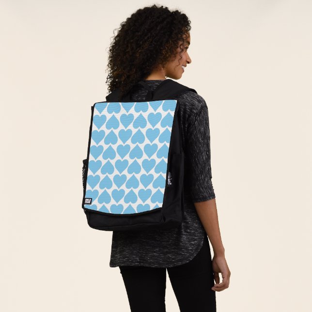 Blue Hearts Pattern, Romantic, Love Backpack (Worn)
