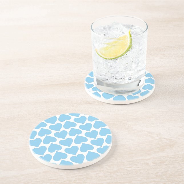 Blue Hearts Pattern, Romantic, Love Coaster (Side)